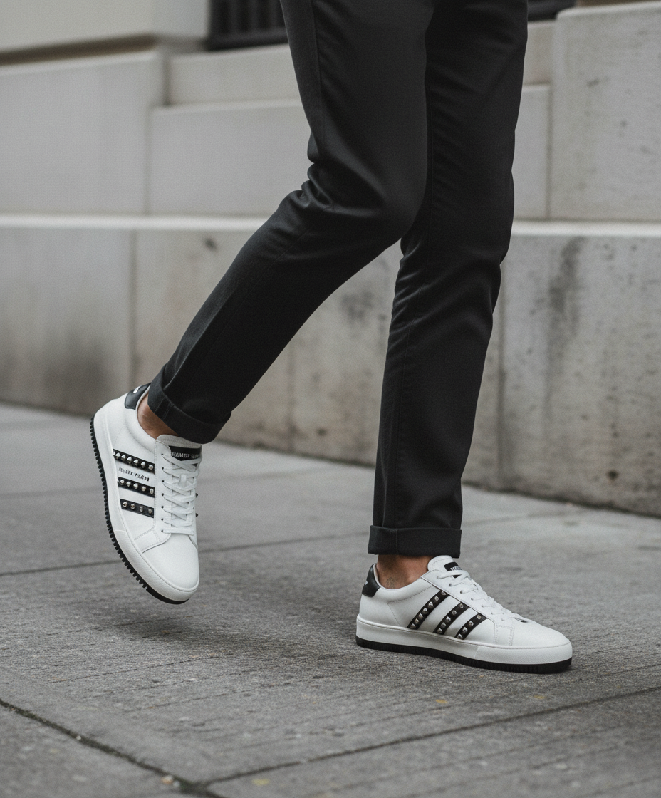 Кроссовки черные полоски шипы — фото 3