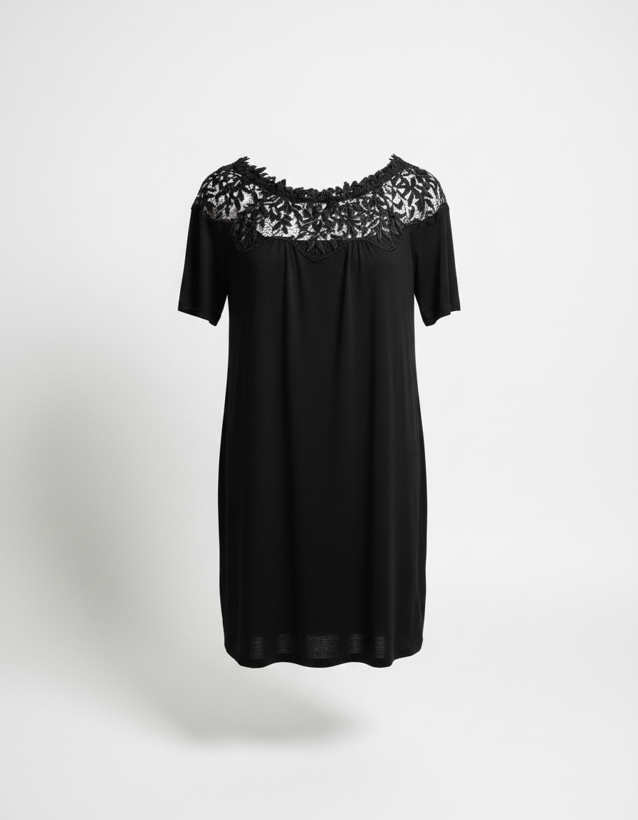 Платье черное джерси верх шитье — фото 3