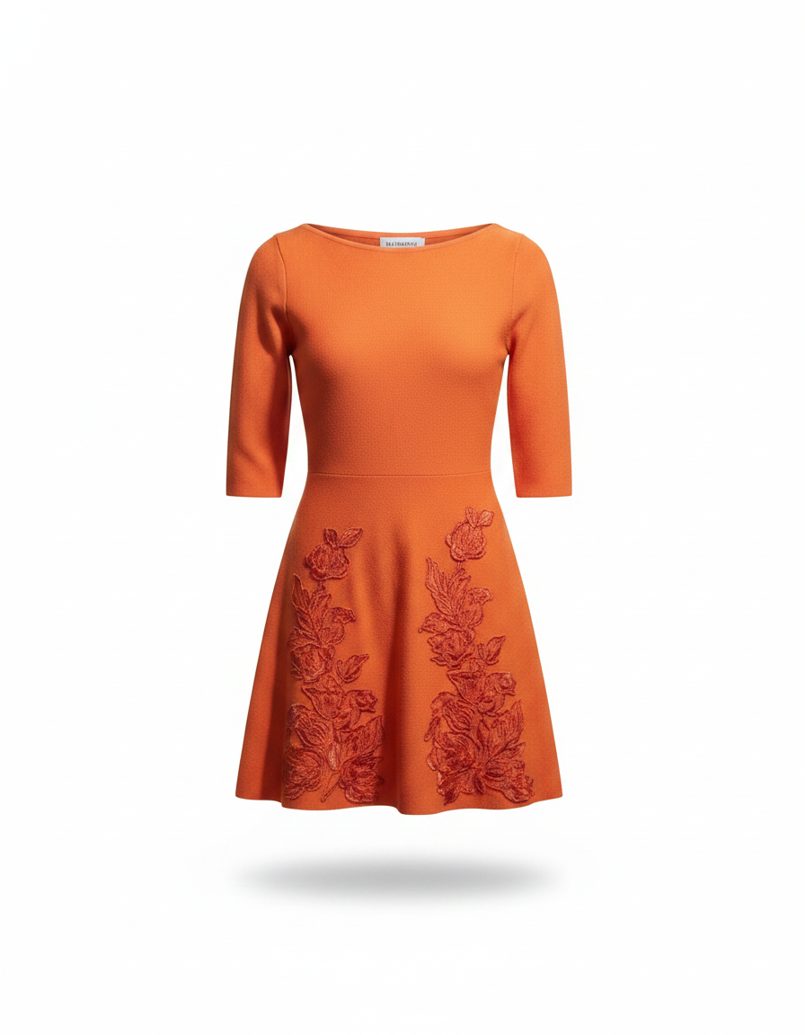 Платье  клеш цветы-аппл 3/4рук