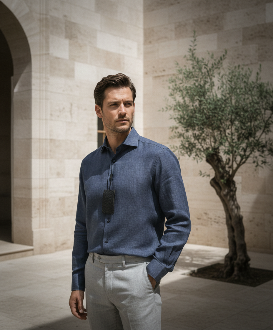 Рубашка лен дл рукав — фото 3